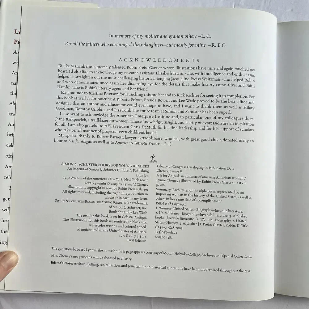 A is for Abigail An Almanac of Amazing American Women Hardcover By Lynne Cheney